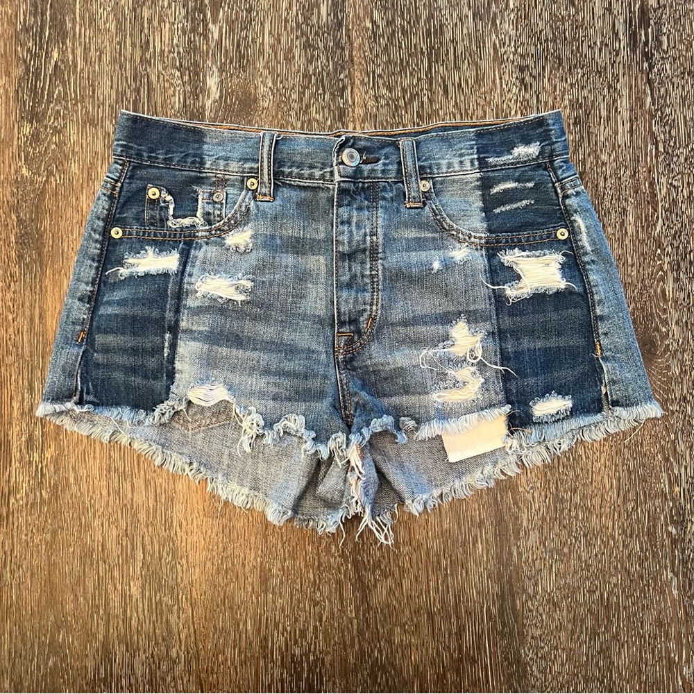 American Eagle Distressed Cutoff Button Fly Vintage High-Rise Festival Shorts 4
